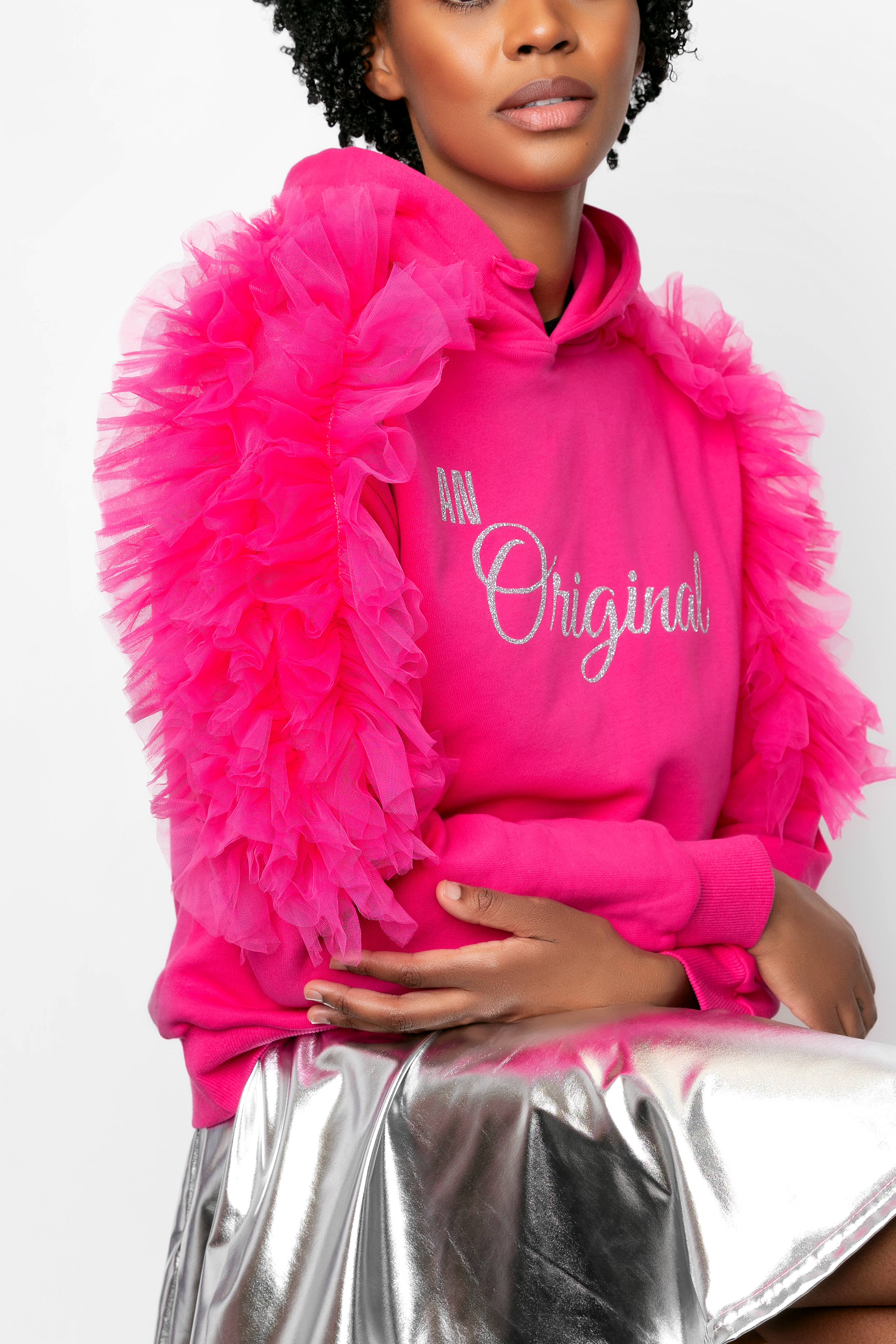 An Original Tulle Hoodie- Pink